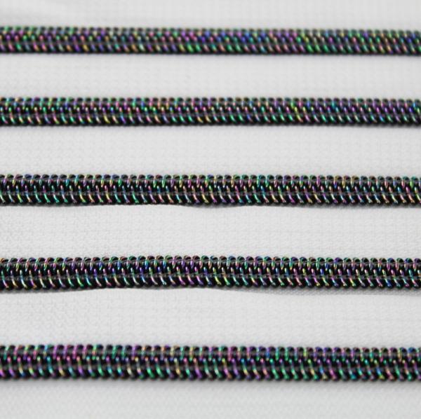 Spiralreißverschluss 3mm Neon Hellblau mit dunkel schillernder Spirale "ohne Zipper"